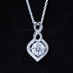 2.62 Carat Moissanite Wedding Necklace for Bride with Silver Chain