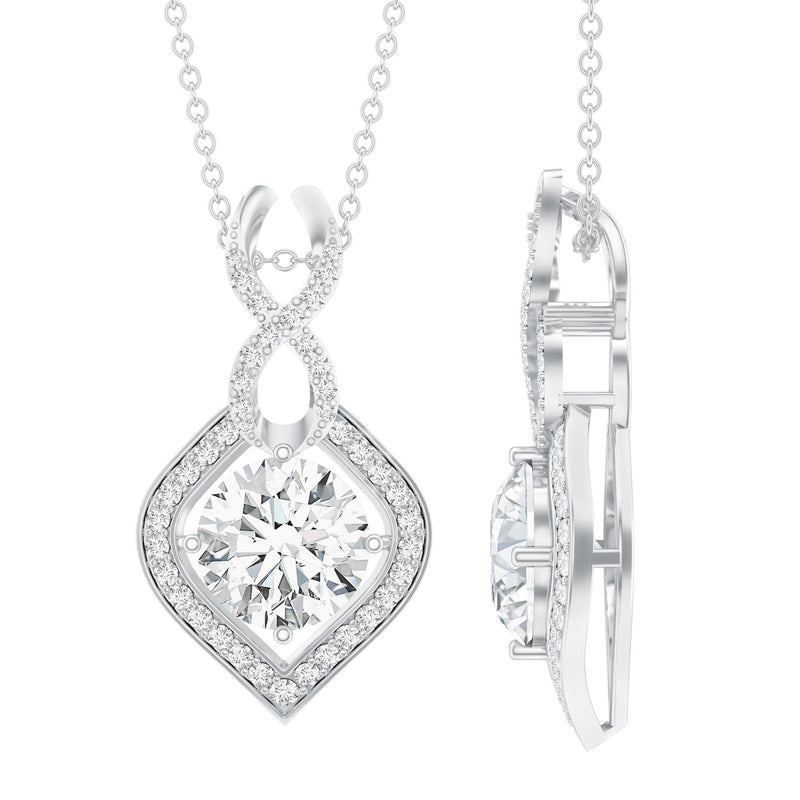 2.62 Carat Moissanite Wedding Necklace for Bride with Silver Chain