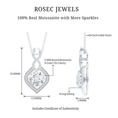 2.62 Carat Moissanite Wedding Necklace for Bride with Silver Chain