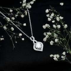 2.62 Carat Moissanite Wedding Necklace for Bride with Silver Chain