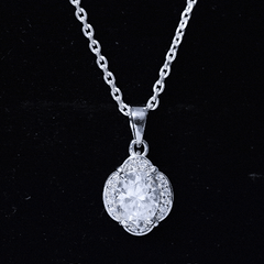 Moissanite Art Deco Necklace with Silver Chain
