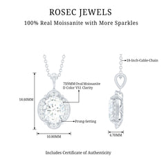 Moissanite Art Deco Necklace with Silver Chain