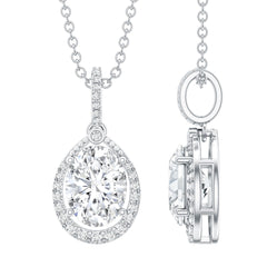 Certified Oval 6X8MM Moissanite Bridal Necklace For Wedding