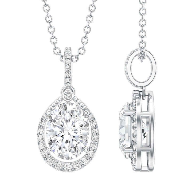 Certified Oval 6X8MM Moissanite Bridal Necklace For Wedding