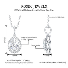 Certified Oval 6X8MM Moissanite Bridal Necklace For Wedding