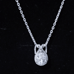 Certified 7X9MM Moissanite Teardrop Wedding Necklace for Women