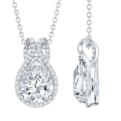 Certified 7X9MM Moissanite Teardrop Wedding Necklace for Women