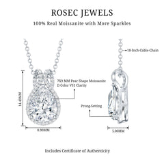 Certified 7X9MM Moissanite Teardrop Wedding Necklace for Women
