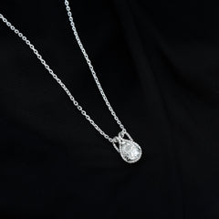 Certified 7X9MM Moissanite Teardrop Wedding Necklace for Women