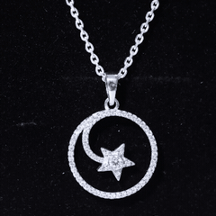 Certified Moissanite Shooting Star Necklace with Silver Chain