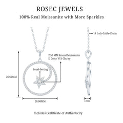 Certified Moissanite Shooting Star Necklace with Silver Chain
