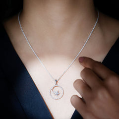 Certified Moissanite Shooting Star Necklace with Silver Chain