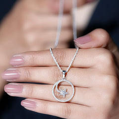Certified Moissanite Shooting Star Necklace with Silver Chain