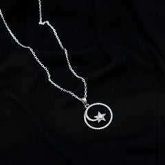 Certified Moissanite Shooting Star Necklace with Silver Chain