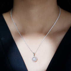 Certified Moissanite Halo Pendant Necklace with Silver Chain