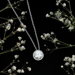 Certified 2 Carat Round Moissanite Designer Necklace with Silver Chain