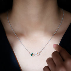 Lab Created Emerald and Moissanite Infinity Necklace with Chain