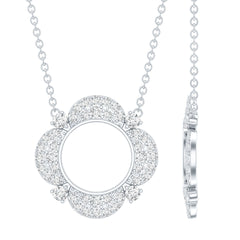 Moissanite Flower Pendant Necklace With Silver Chain