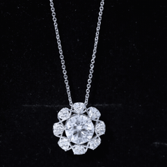 8 MM Brilliant Cut Moissanite Bridal Necklace With Silver Chain