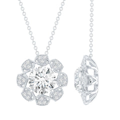 8 MM Brilliant Cut Moissanite Bridal Necklace With Silver Chain