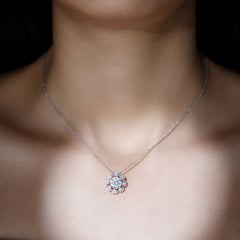 8 MM Brilliant Cut Moissanite Bridal Necklace With Silver Chain