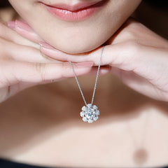 8 MM Brilliant Cut Moissanite Bridal Necklace With Silver Chain