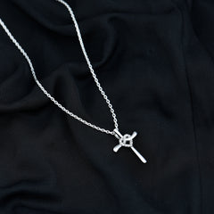 Certified Moissanite Cross Heart Pendant Necklace with Silver Chain