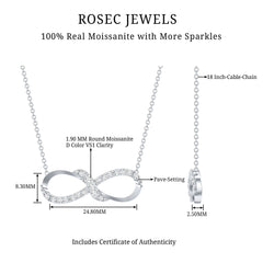 Moissanite Infinity Necklace with Silver Chain