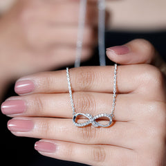 Moissanite Infinity Necklace with Silver Chain