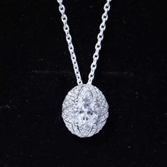Art Deco Style 2 Carat Moissanite Designer Necklace with Silver Chain