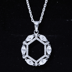Womens Moissanite Designer Eternity Necklace with Silver Chain