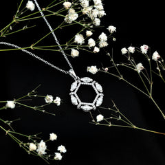 Womens Moissanite Designer Eternity Necklace with Silver Chain