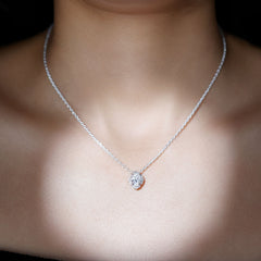 6X8 MM Moissanite Statement Necklace With Silver Chain