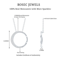Moissanite Circle of Life Necklace with Silver Chain