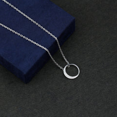 Moissanite Circle of Life Necklace with Silver Chain