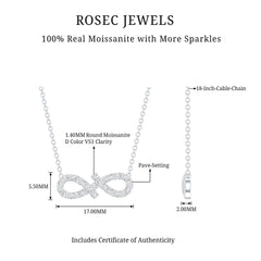 Moissanite Infinity Stackable Necklace in14K Gold Plated Silver