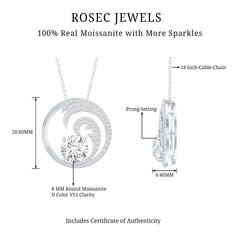 Certified Moissanite Ocean Wave Necklace with Silver Chain