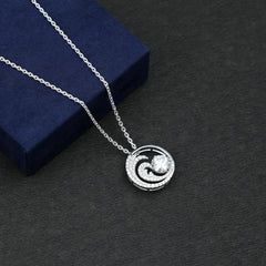 Certified Moissanite Ocean Wave Necklace with Silver Chain