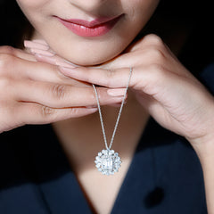Emerald Cut 7X9 MM Moissanite Vintage Wedding Necklace In Silver