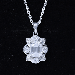 Certified Emerald Cut Moissanite Designer Wedding Necklace