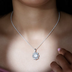 Certified Emerald Cut Moissanite Designer Wedding Necklace