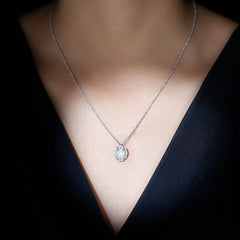 Certified 6X8 MM Moissanite Emerald Cut Wedding Necklace in Silver