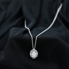 Certified 6X8 MM Moissanite Emerald Cut Wedding Necklace in Silver