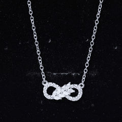 Certified Moissanite Infinity Necklace with Silver Chain