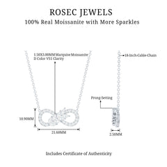 Certified Moissanite Infinity Necklace with Silver Chain