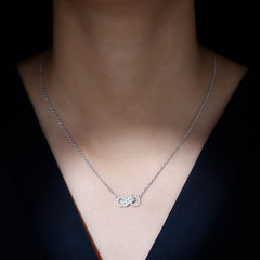 Certified Moissanite Infinity Necklace with Silver Chain