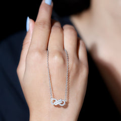 Certified Moissanite Infinity Necklace with Silver Chain