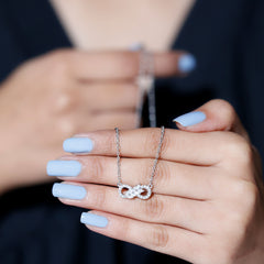 Certified Moissanite Infinity Necklace with Silver Chain