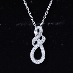 Certified Moissanite Infinity Pendant Necklace with Silver Chain