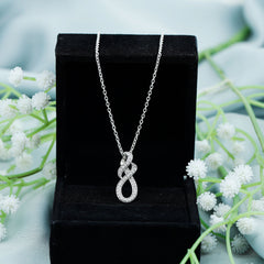 Certified Moissanite Infinity Pendant Necklace with Silver Chain